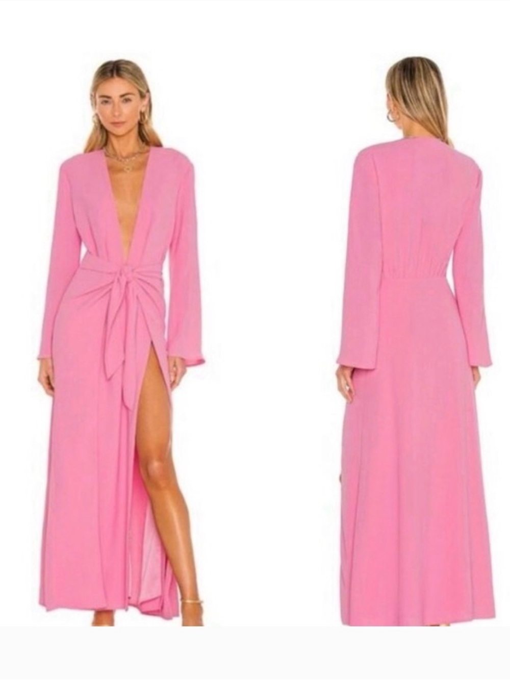 Camila Coelho Pink Maxi Dress with Front Tie